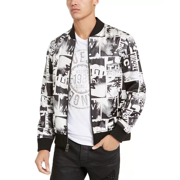 New GUESS Men's Photo Montage Jacket SZ M - Picture 1 of 2